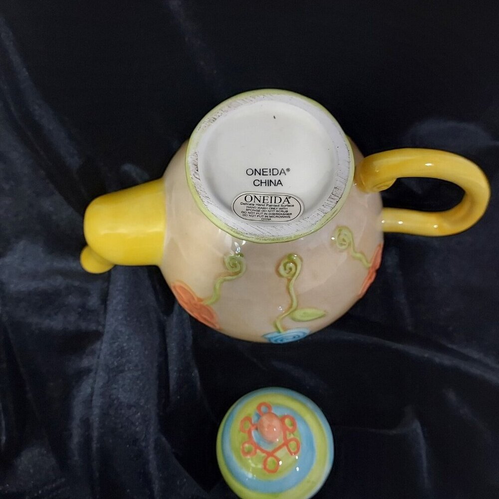 Teapot Oneida Single Serve 12 Oz Pastel Flowers Cottagecore English Tea Charming - Picture 7 of 9